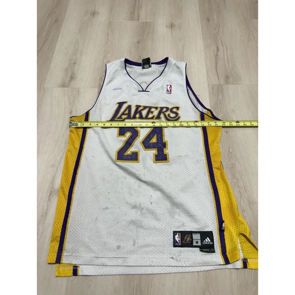 Adidas Kobe Bryant Jersey Men's Medium White Swingman Lakers #24 Length +2